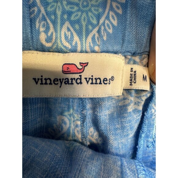 Vineyard Vines Women's Linen Shorts Drawstring Relaxed Fit Paisley Size M Blue - Picture 2 of 11